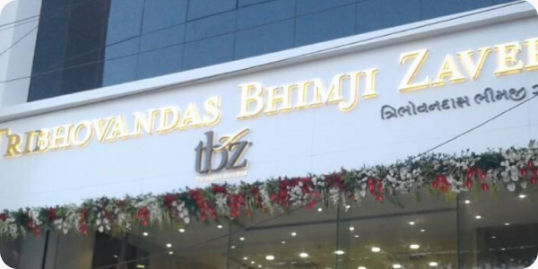 Commercial fit-out and interior design for Tribhovandas Bhimji Zaveri Ltd. (TBZ)